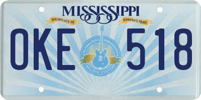 MS license plate OKE518