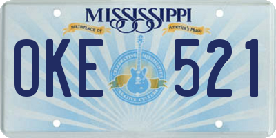 MS license plate OKE521