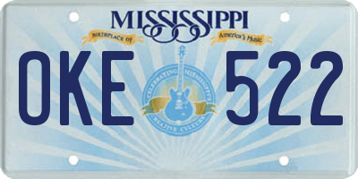 MS license plate OKE522