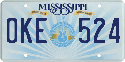 MS license plate OKE524
