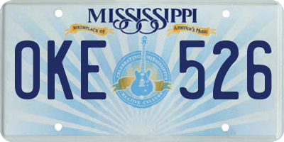 MS license plate OKE526