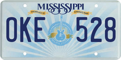 MS license plate OKE528