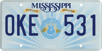 MS license plate OKE531