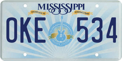 MS license plate OKE534