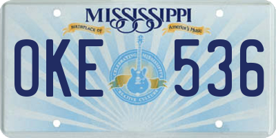 MS license plate OKE536