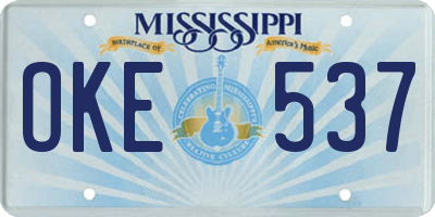 MS license plate OKE537