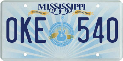 MS license plate OKE540