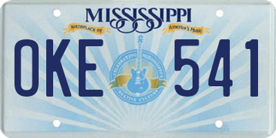 MS license plate OKE541