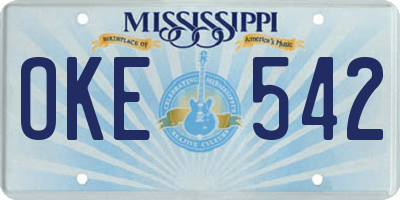 MS license plate OKE542