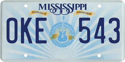 MS license plate OKE543