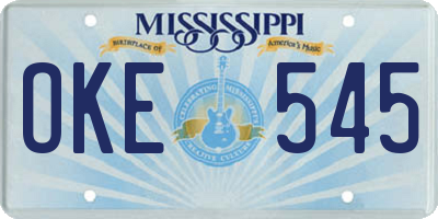 MS license plate OKE545