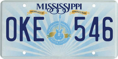 MS license plate OKE546