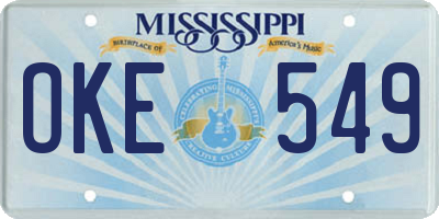 MS license plate OKE549