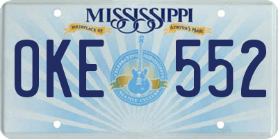 MS license plate OKE552