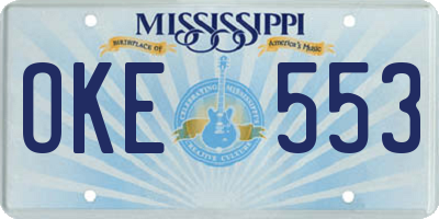 MS license plate OKE553