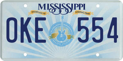 MS license plate OKE554