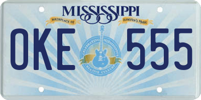 MS license plate OKE555