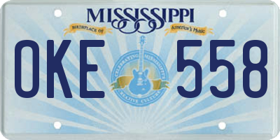 MS license plate OKE558