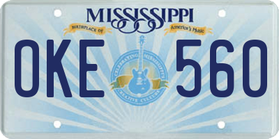 MS license plate OKE560