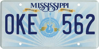 MS license plate OKE562