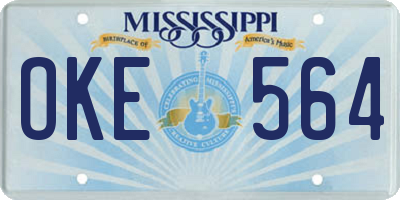 MS license plate OKE564
