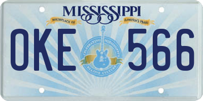 MS license plate OKE566