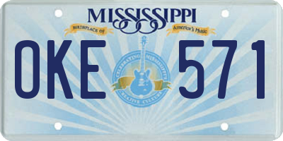 MS license plate OKE571