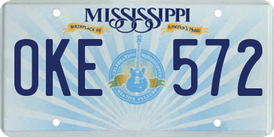 MS license plate OKE572