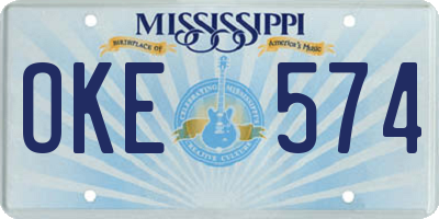 MS license plate OKE574