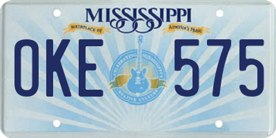 MS license plate OKE575