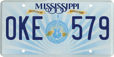 MS license plate OKE579