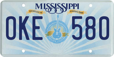 MS license plate OKE580