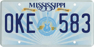 MS license plate OKE583