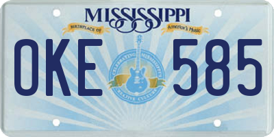 MS license plate OKE585