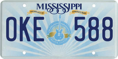 MS license plate OKE588