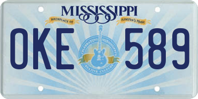 MS license plate OKE589