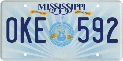 MS license plate OKE592