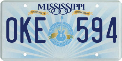 MS license plate OKE594