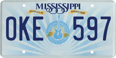 MS license plate OKE597