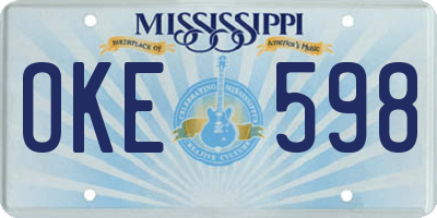 MS license plate OKE598