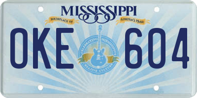 MS license plate OKE604