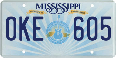 MS license plate OKE605