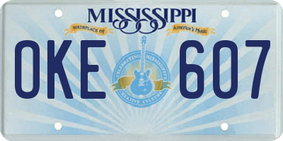 MS license plate OKE607