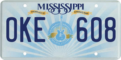 MS license plate OKE608