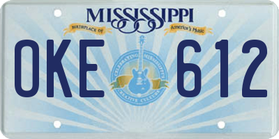 MS license plate OKE612