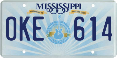 MS license plate OKE614
