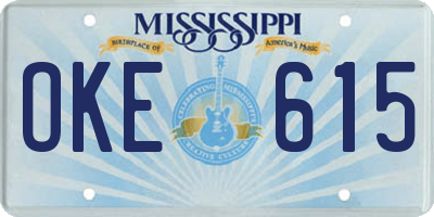 MS license plate OKE615