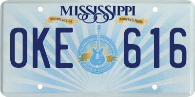 MS license plate OKE616