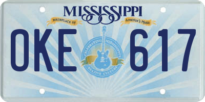 MS license plate OKE617