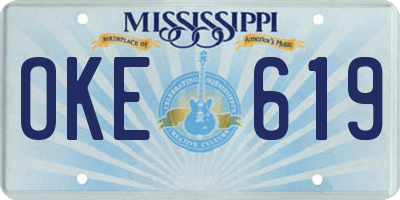 MS license plate OKE619